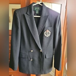 Vintage 100% Wool Ralph Lauren Crested Blazer